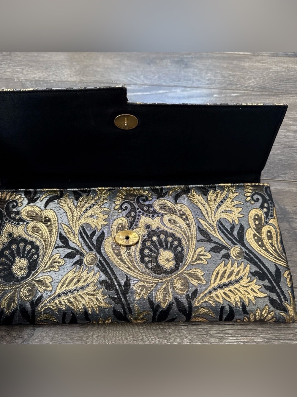 Vintage Lennox Bags SET Gold Brocade Clutch Handbag 1950s Comb Mirror Coin Purse - Picture 3 of 8